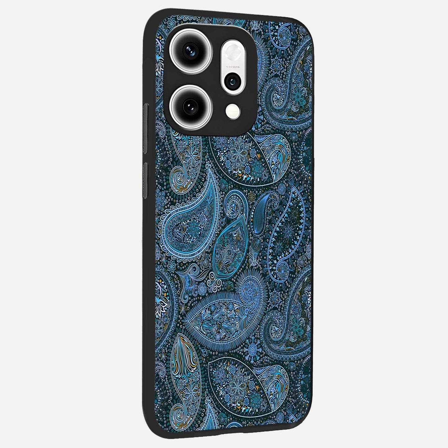  Midnight Paisley Glow back cover For Oppo Reno 14 Pro slim fit glass case with vibrant aesthetic design