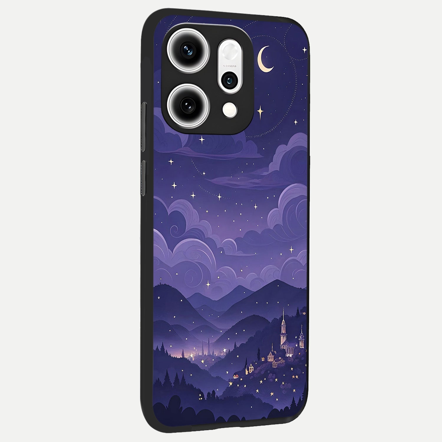  Minimal Night View back cover For Oppo Reno 14 Pro slim fit glass case with vibrant aesthetic design