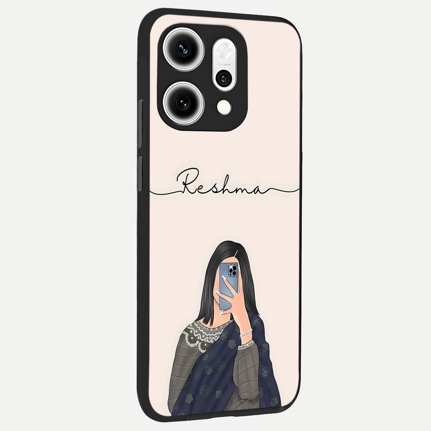  Mirror Mood Muse With Custom Name back cover For Oppo Reno 14 Pro slim fit glass case with vibrant aesthetic design