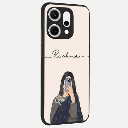  Mirror Mood Muse With Custom Name back cover For Oppo Reno 14 Pro slim fit glass case with vibrant aesthetic design