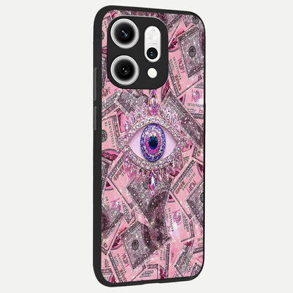  Money Eye Luxe back cover For Oppo Reno 14 Pro slim fit glass case with vibrant aesthetic design