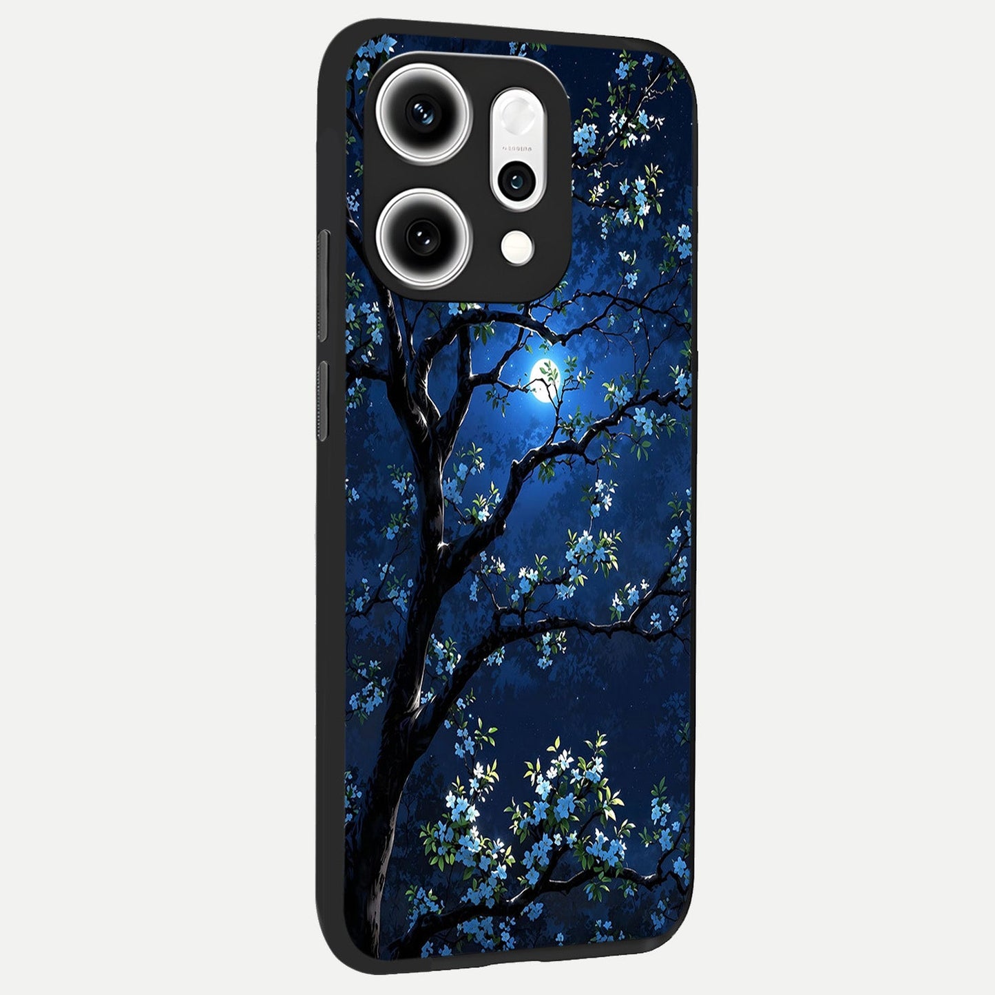  Mystic Floral Night back cover For Oppo Reno 14 Pro slim fit glass case with vibrant aesthetic design