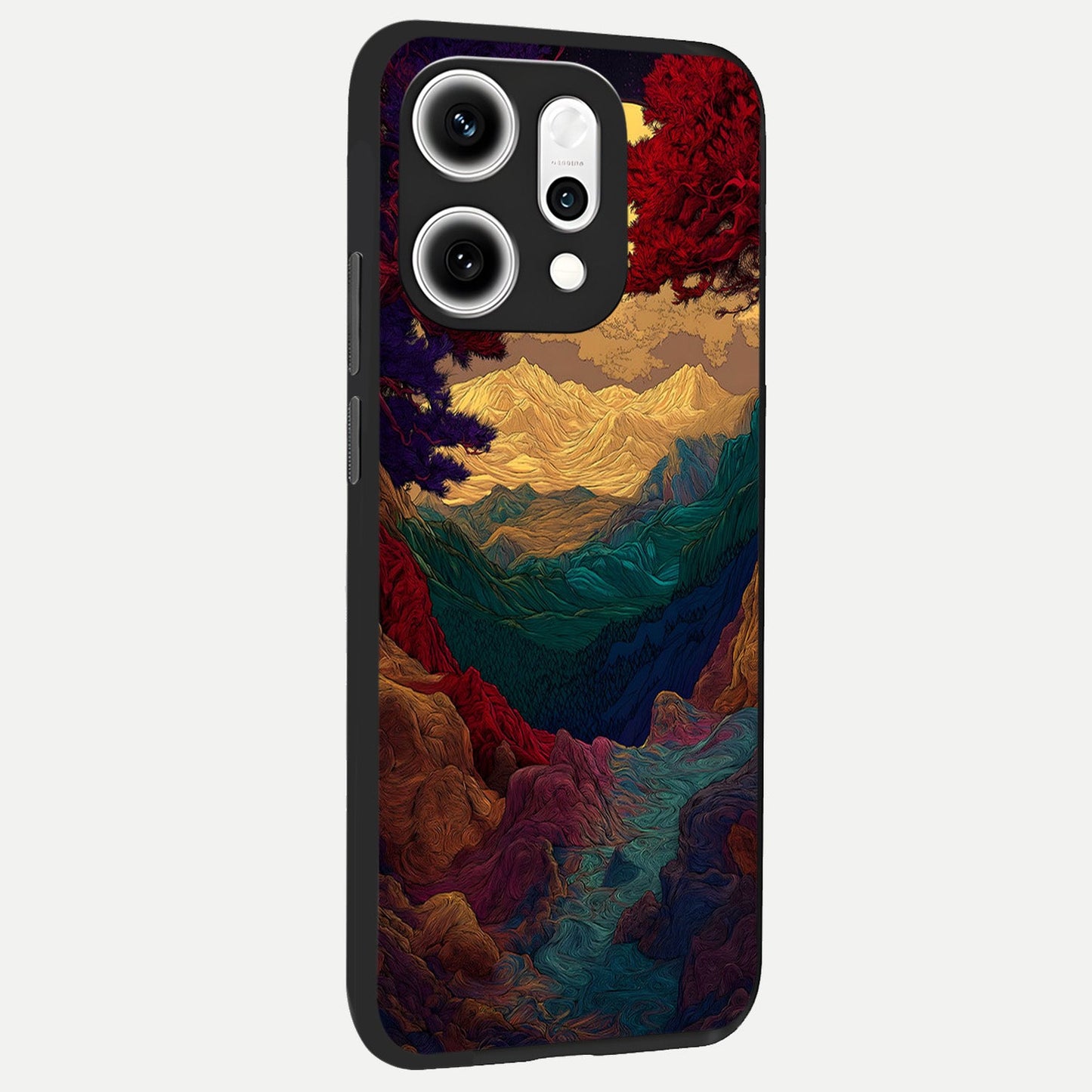  Mystic Valley Light back cover For Oppo Reno 14 Pro slim fit glass case with vibrant aesthetic design