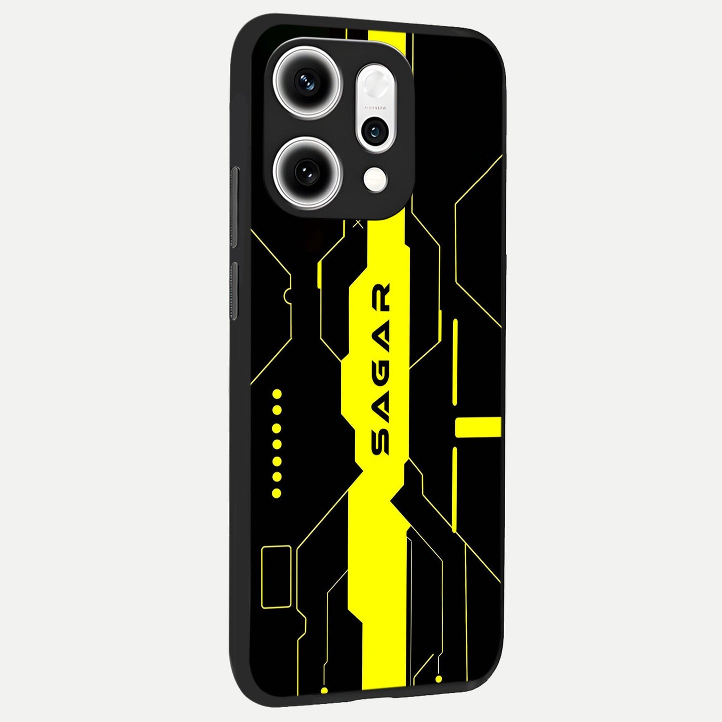  Neon CYBERPUNK Custom Name back cover For Oppo Reno 14 Pro slim fit glass case with vibrant aesthetic design