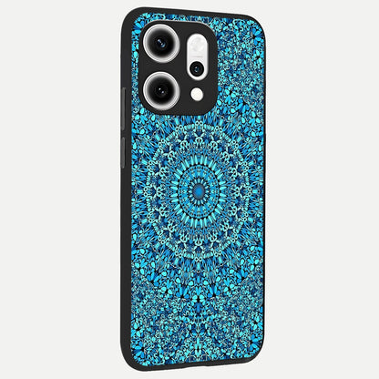  Ocean Bloom Mandala back cover For Oppo Reno 14 Pro slim fit glass case with vibrant aesthetic design