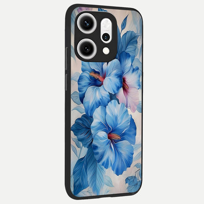  Ocean Hibiscus Grace back cover For Oppo Reno 14 Pro slim fit glass case with vibrant aesthetic design