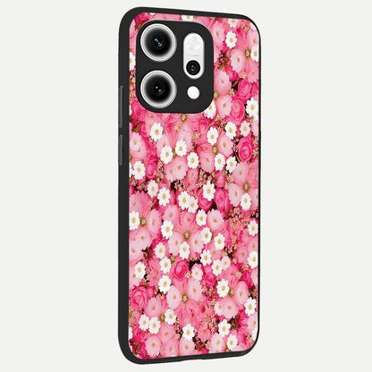  Pink Daisy Bliss back cover For Oppo Reno 14 Pro slim fit glass case with vibrant aesthetic design