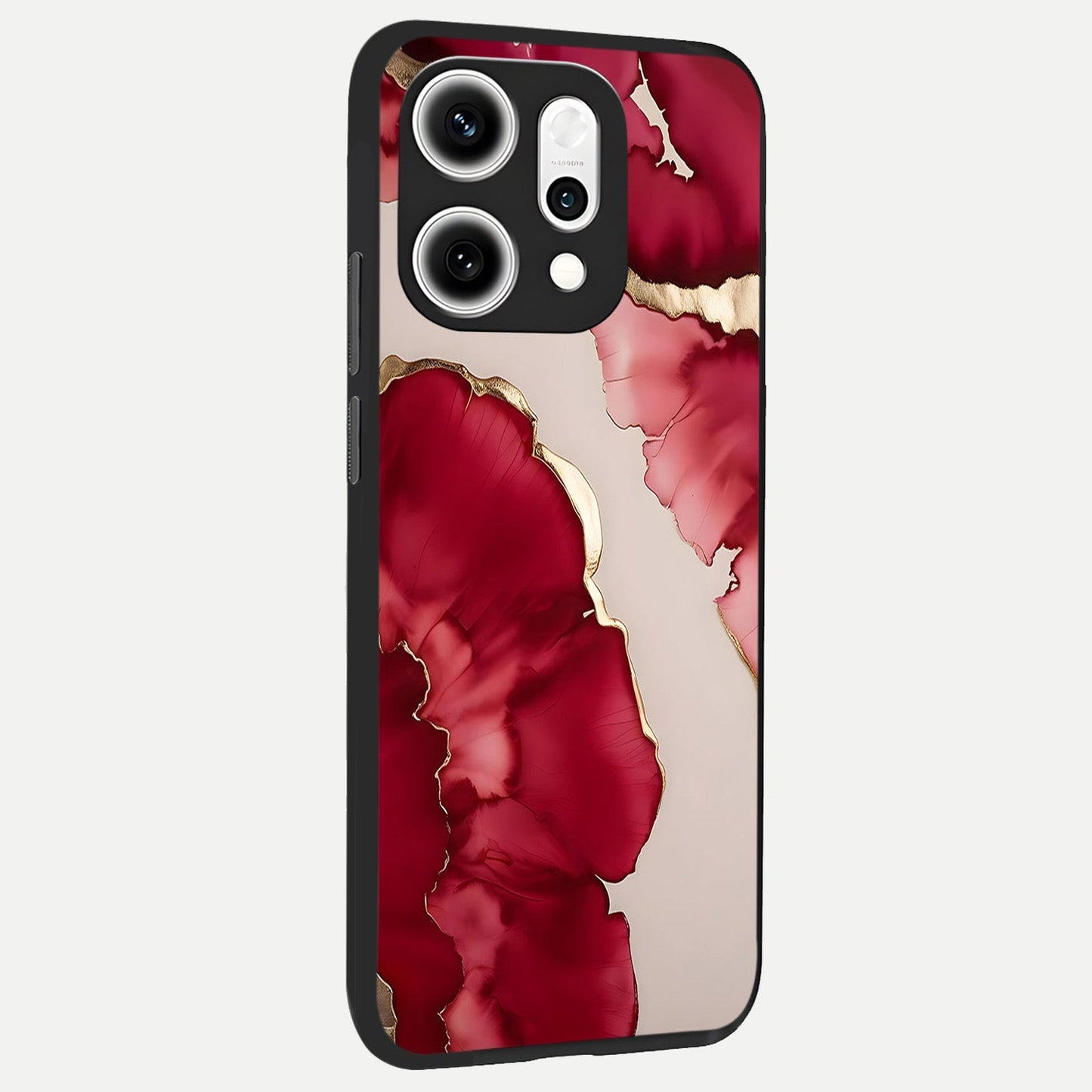  Pink And White Marble back cover For Oppo Reno 14 Pro slim fit glass case with vibrant aesthetic design