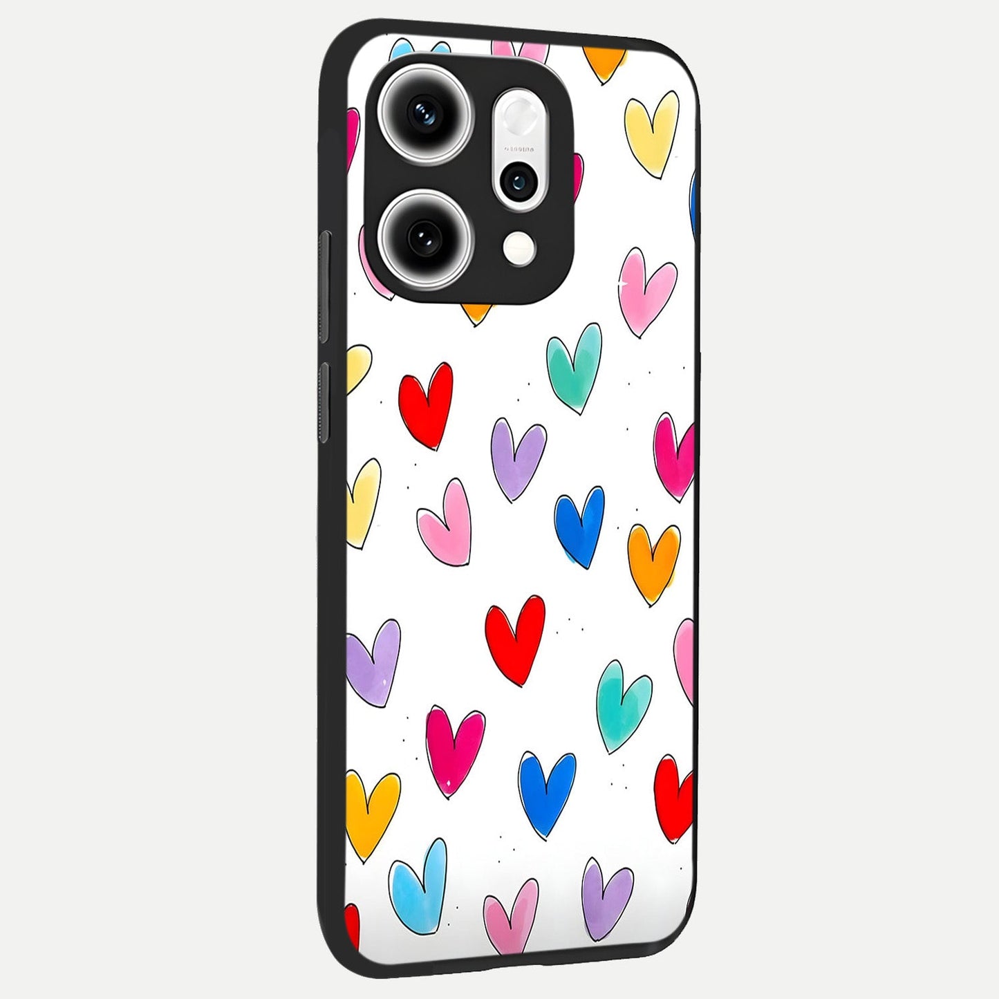  Playful Love Doodles back cover For Oppo Reno 14 Pro slim fit glass case with vibrant aesthetic design