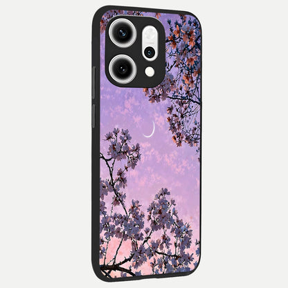  Purple Serenity Moon back cover For Oppo Reno 14 Pro slim fit glass case with vibrant aesthetic design