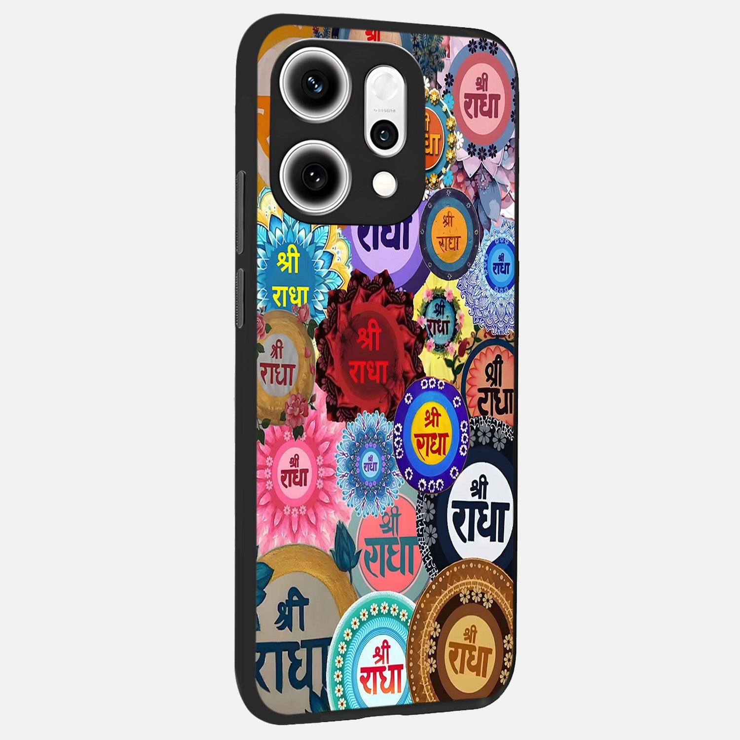  Radha Divine Bloom back cover For Oppo Reno 14 Pro slim fit glass case with vibrant aesthetic design