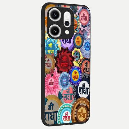  Radha Divine Bloom back cover For Oppo Reno 14 Pro slim fit glass case with vibrant aesthetic design