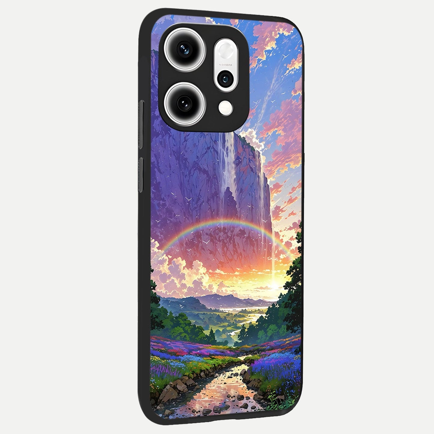  Rainbow Valley Dream back cover For Oppo Reno 14 Pro slim fit glass case with vibrant aesthetic design
