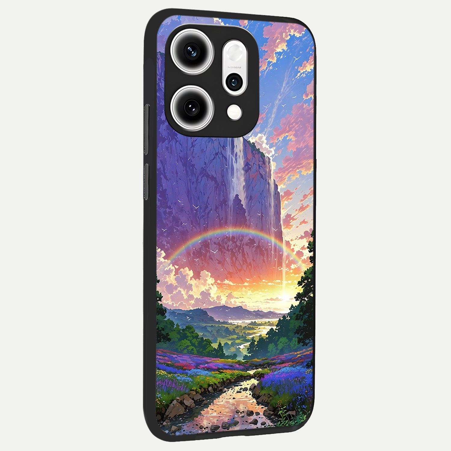  Rainbow Valley Dream back cover For Oppo Reno 14 Pro slim fit glass case with vibrant aesthetic design