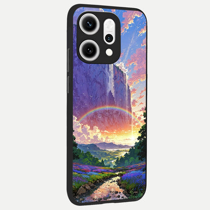  Rainbow Valley Dream back cover For Oppo Reno 14 Pro slim fit glass case with vibrant aesthetic design