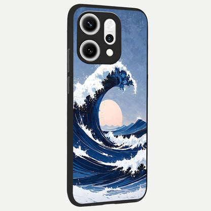  Rising Tide Power back cover For Oppo Reno 14 Pro slim fit glass case with vibrant aesthetic design