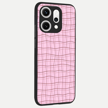  Soft Grid Bliss back cover For Oppo Reno 14 Pro slim fit glass case with vibrant aesthetic design