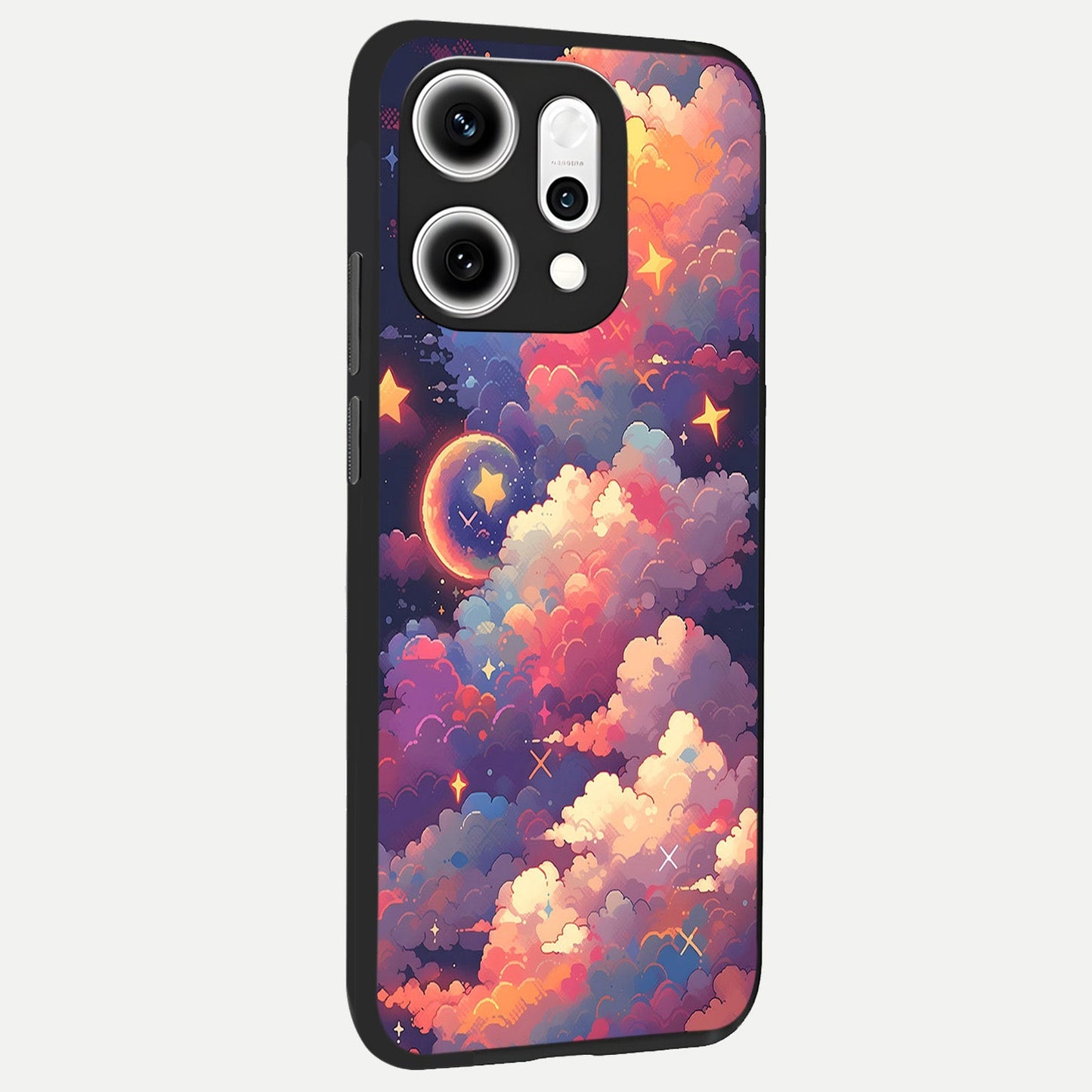 Starlit Dream Clouds back cover For Oppo Reno 14 Pro slim fit glass case with vibrant aesthetic design