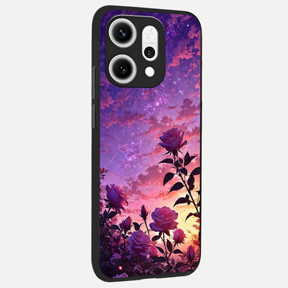  Starlit Rose Twilight back cover For Oppo Reno 14 Pro slim fit glass case with vibrant aesthetic design