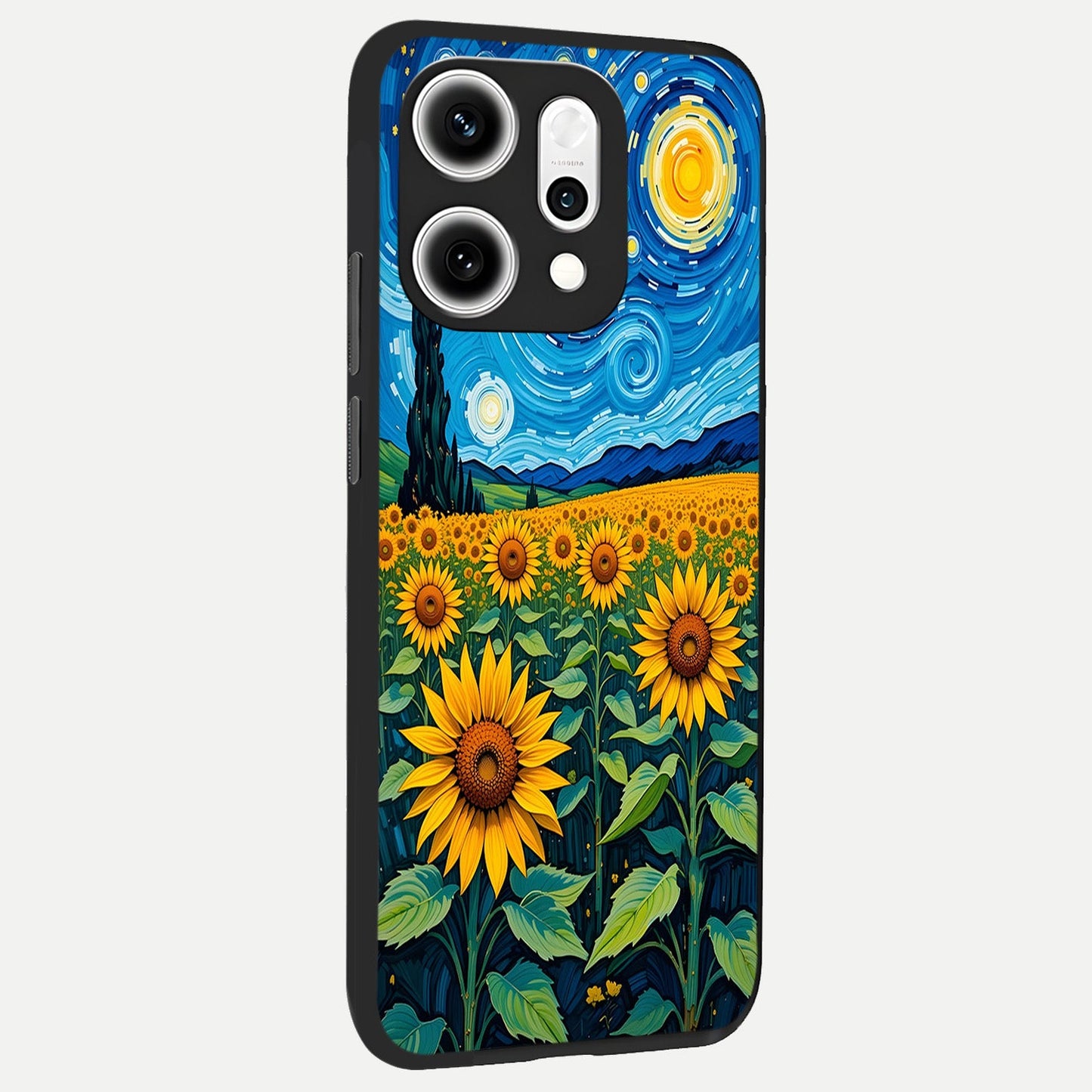  Starry Sunflower Dreams back cover For Oppo Reno 14 Pro slim fit glass case with vibrant aesthetic design