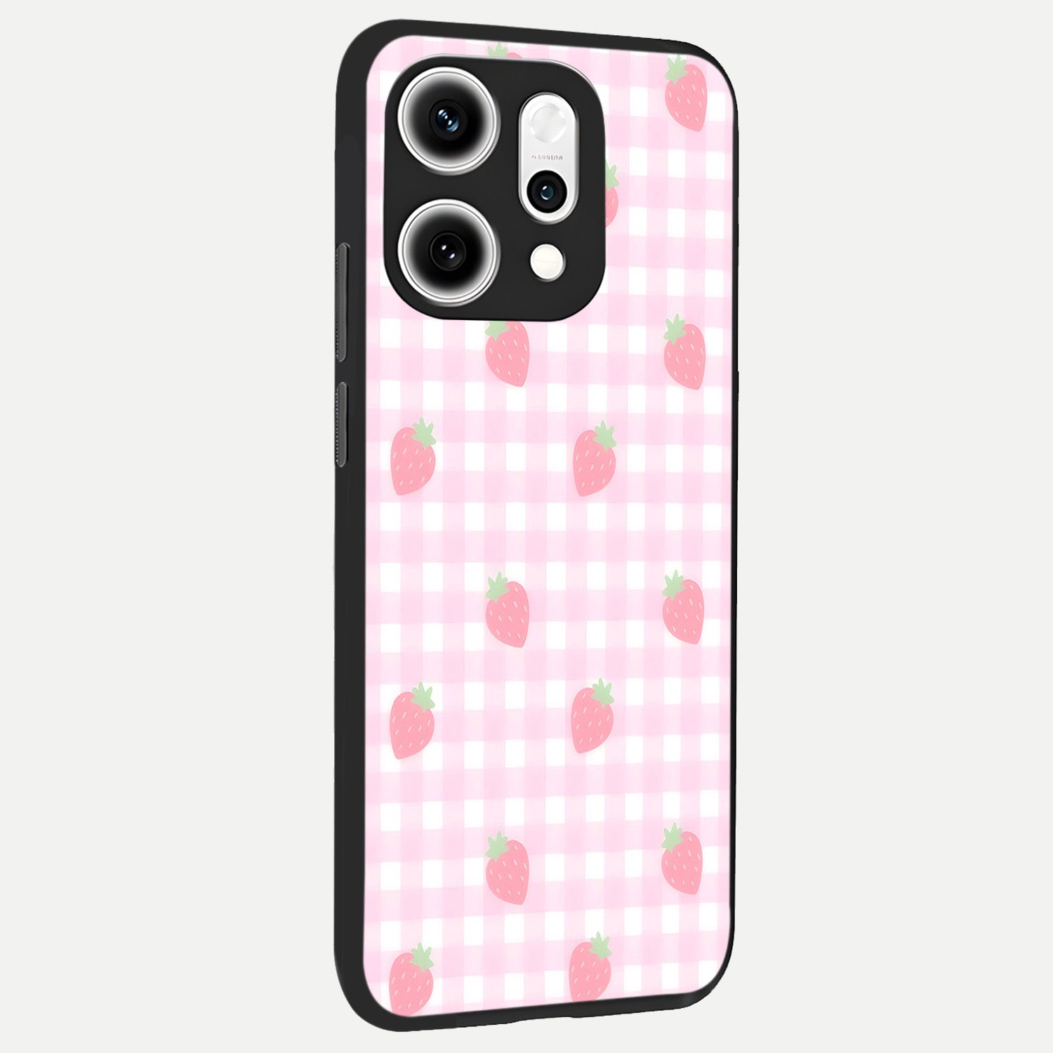  Strawberry Picnic Love back cover For Oppo Reno 14 Pro slim fit glass case with vibrant aesthetic design
