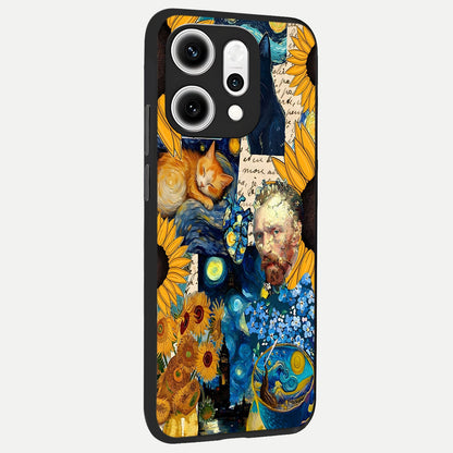  Sunflower Chic Mood Custom Name back cover For Oppo Reno 14 Pro slim fit glass case with vibrant aesthetic design