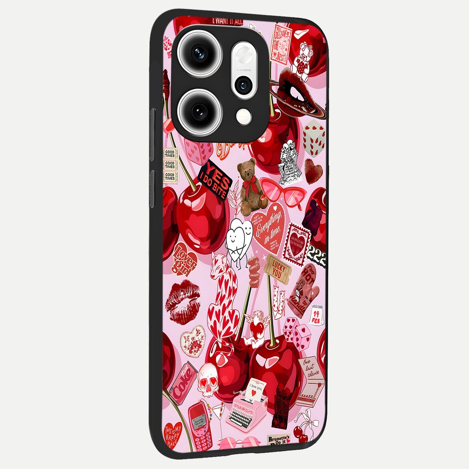  Sweet Cherry Chaos back cover For Oppo Reno 14 Pro slim fit glass case with vibrant aesthetic design