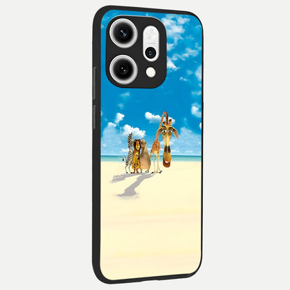  Tropical Fun Squad back cover For Oppo Reno 14 Pro slim fit glass case with vibrant aesthetic design