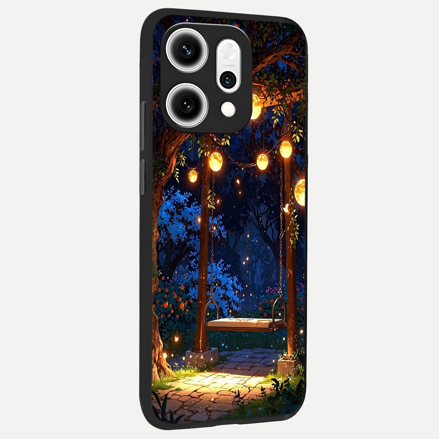  Twilight Garden Swing back cover For Oppo Reno 14 Pro slim fit glass case with vibrant aesthetic design