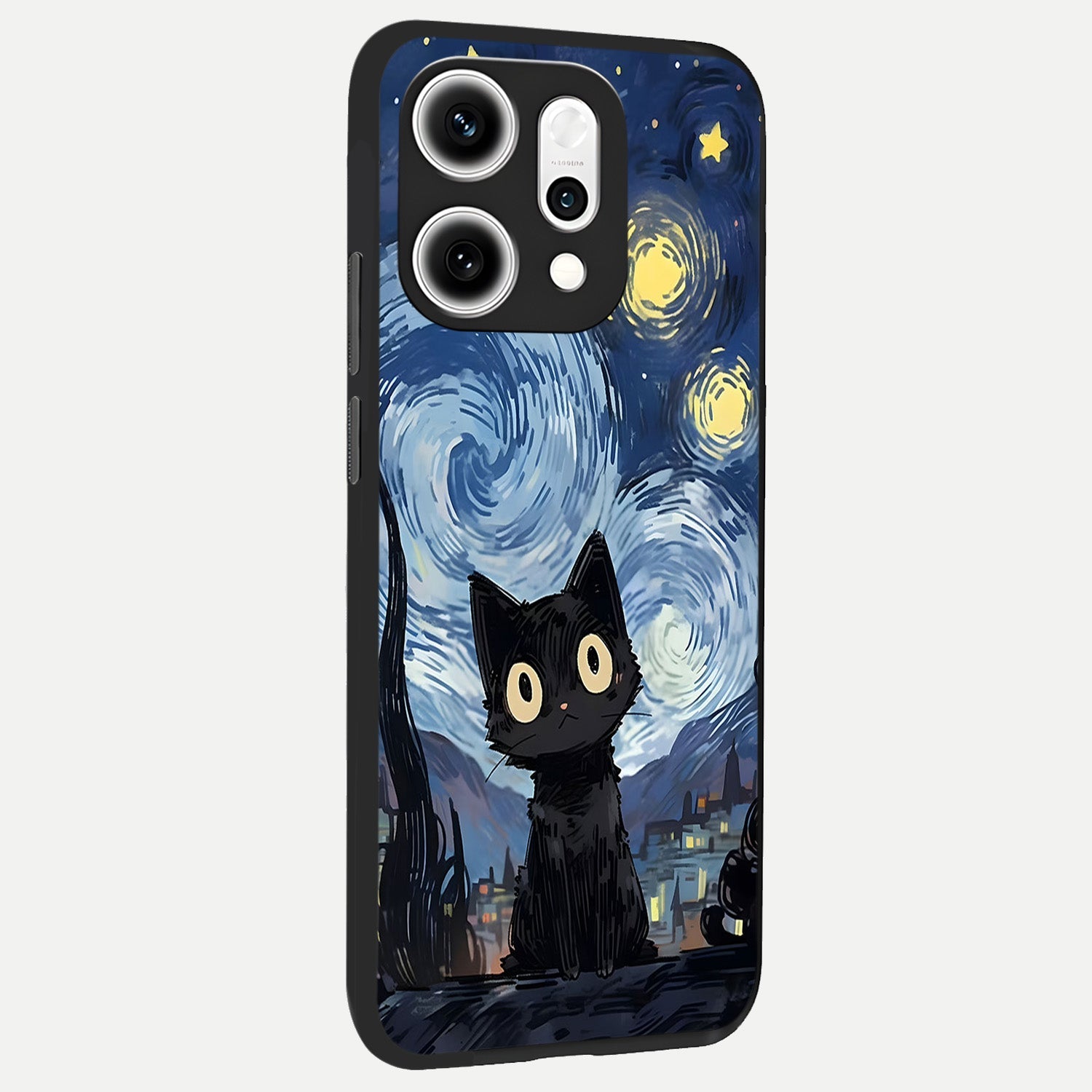  Van Gogh Cat back cover For Oppo Reno 14 Pro slim fit glass case with vibrant aesthetic design
