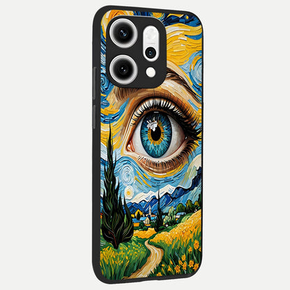 Van Gogh Eye back cover For Oppo Reno 14 Pro slim fit glass case with vibrant aesthetic design