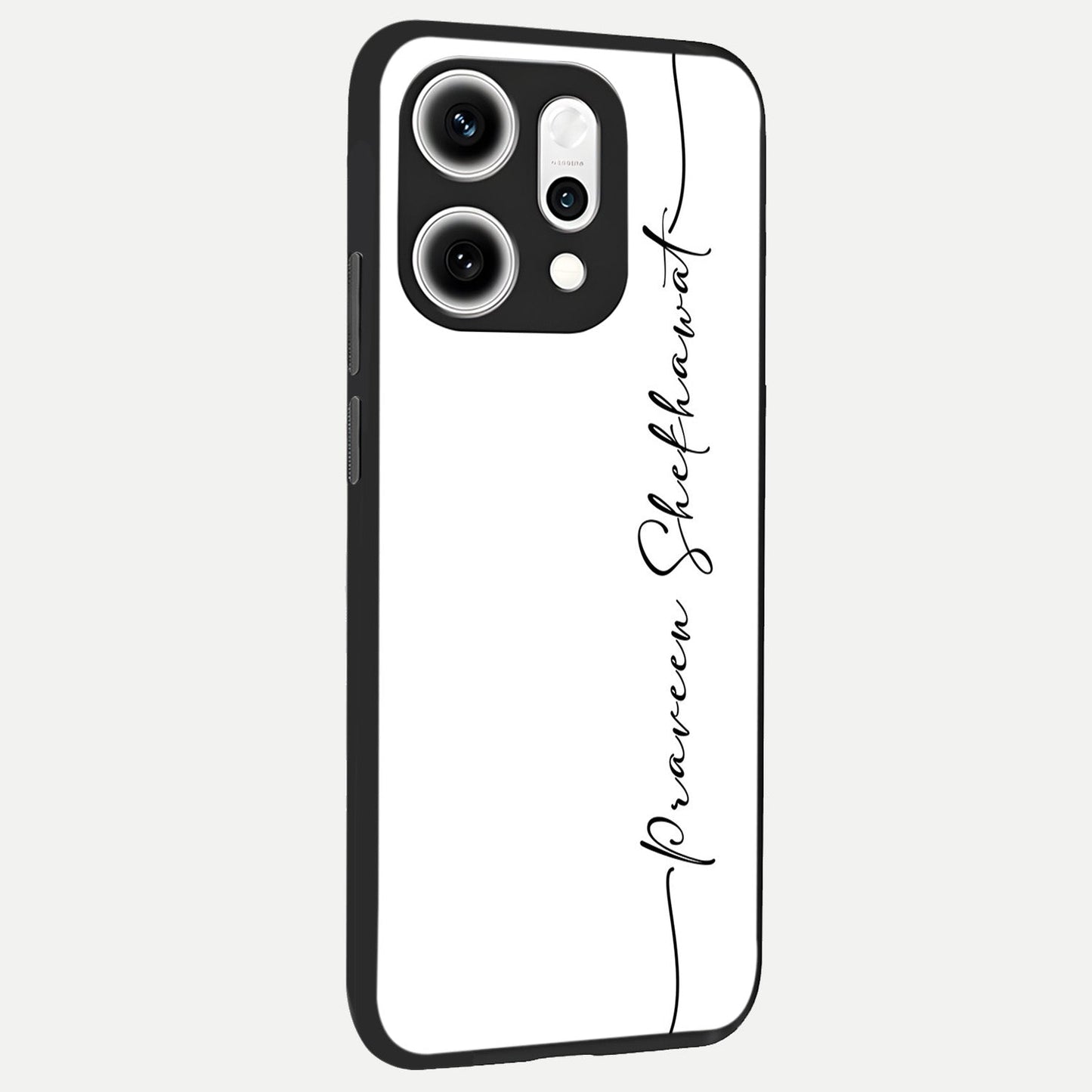  White Tune Custom Name back cover For Oppo Reno 14 Pro slim fit personalized glass case with aesthetic design