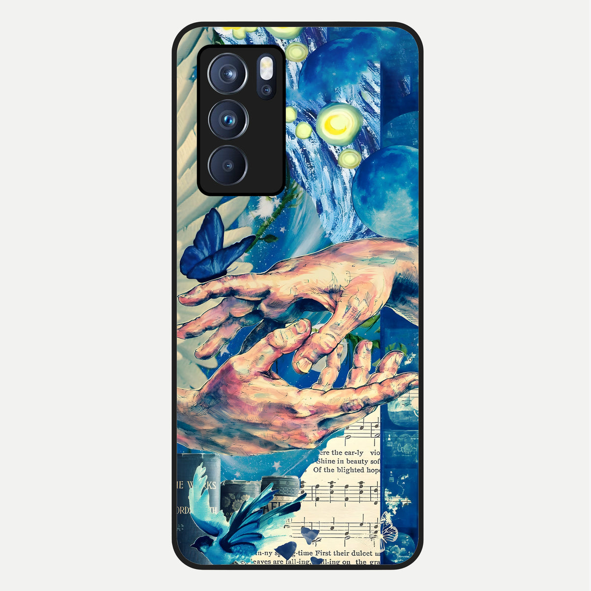  Aesthetic Divider Glass Case For Oppo Reno 6 Pro back cover – full design glossy printed glass finish