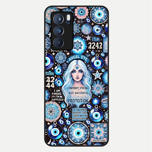  Angel Aura Shield Glass Case For Oppo Reno 6 Pro back cover – full design glossy printed glass finish
