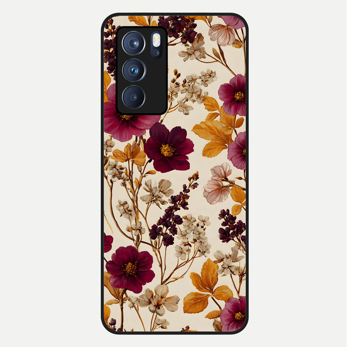  Autumn Wine Bloom Glass Case For Oppo Reno 6 Pro back cover – full design glossy printed glass finish