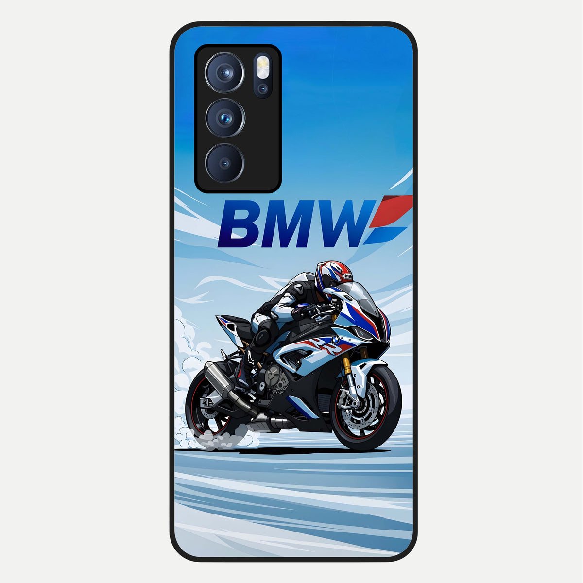  BMW Power Drift Glass Case For Oppo Reno 6 Pro back cover – full design glossy printed glass finish