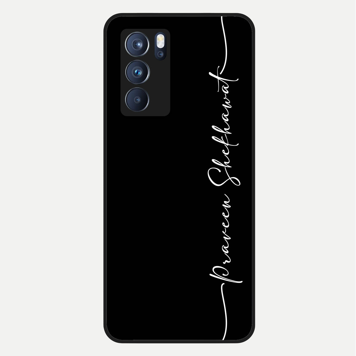  Black Tune Custom Name Glass Case For Oppo Reno 6 Pro back cover – full design glossy printed glass finish