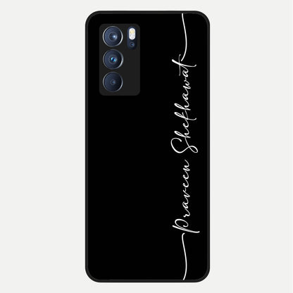  Black Tune Custom Name Glass Case For Oppo Reno 6 Pro back cover – full design glossy printed glass finish