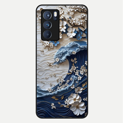  Blossom Wave Art Glass Case For Oppo Reno 6 Pro back cover – full design glossy printed glass finish