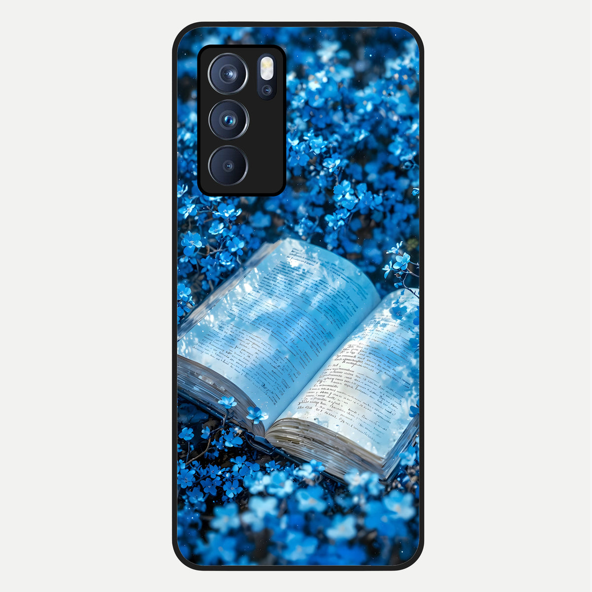  Blue Bloom Tales Glass Case For Oppo Reno 6 Pro back cover – full design glossy printed glass finish