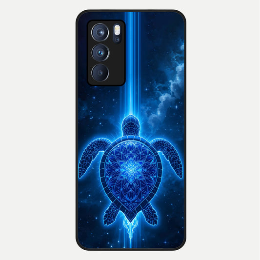  Blue Galaxy Turtle Glass Case For Oppo Reno 6 Pro back cover – full design glossy printed glass finish