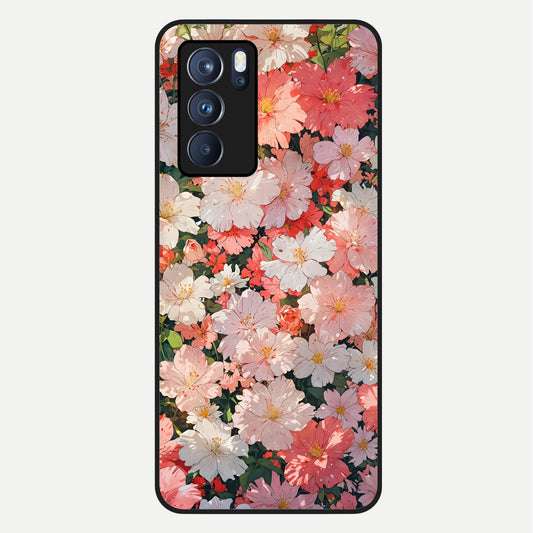  Blush Bloom Field Glass Case For Oppo Reno 6 Pro back cover – full design glossy printed glass finish