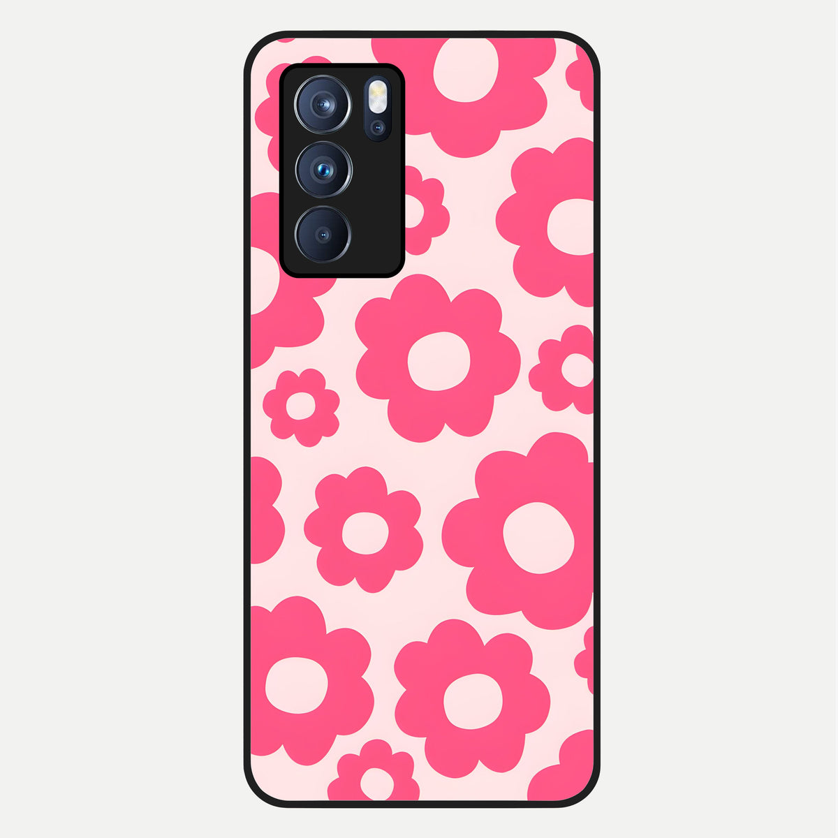  Blush Flower Pop Glass Case For Oppo Reno 6 Pro back cover – full design glossy printed glass finish