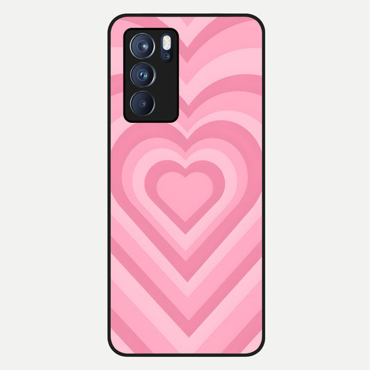  Blush Heart Waves Glass Case For Oppo Reno 6 Pro back cover – full design glossy printed glass finish