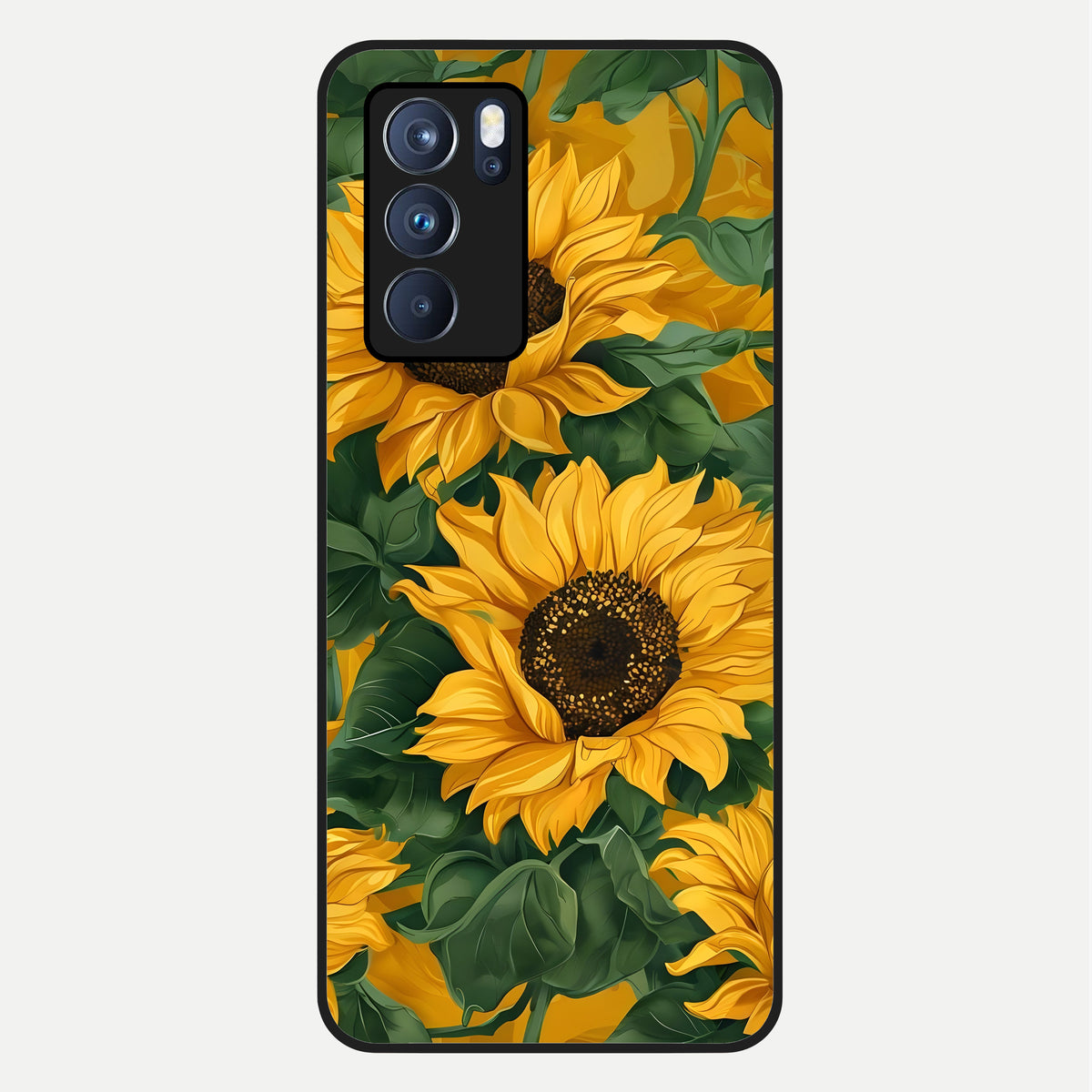  Bright Sunflower Bloom Glass Case For Oppo Reno 6 Pro back cover – full design glossy printed glass finish