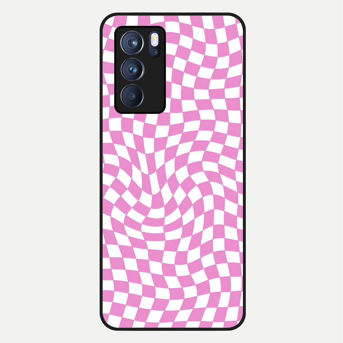  Bubblegum Check Wave Glass Case For Oppo Reno 6 Pro back cover – full design glossy printed glass finish