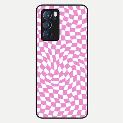  Bubblegum Check Wave Glass Case For Oppo Reno 6 Pro back cover – full design glossy printed glass finish