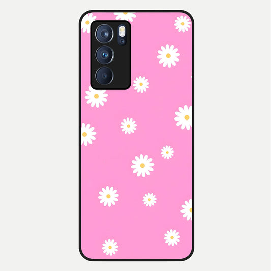  Bubblegum Daisy Pop Glass Case For Oppo Reno 6 Pro back cover – full design glossy printed glass finish