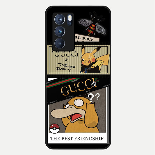  Cartoon Brand Play Mashup Glass Case For Oppo Reno 6 Pro back cover – full design glossy printed glass finish