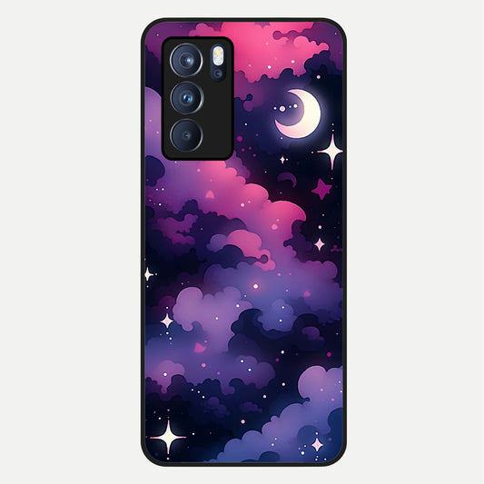  Celestial Moon Magic Glass Case For Oppo Reno 6 Pro back cover – full design glossy printed glass finish